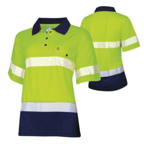 Recycled Womens Anti-Microbial Micromesh S/S Two Tone Hi-Vis Polo Shirt